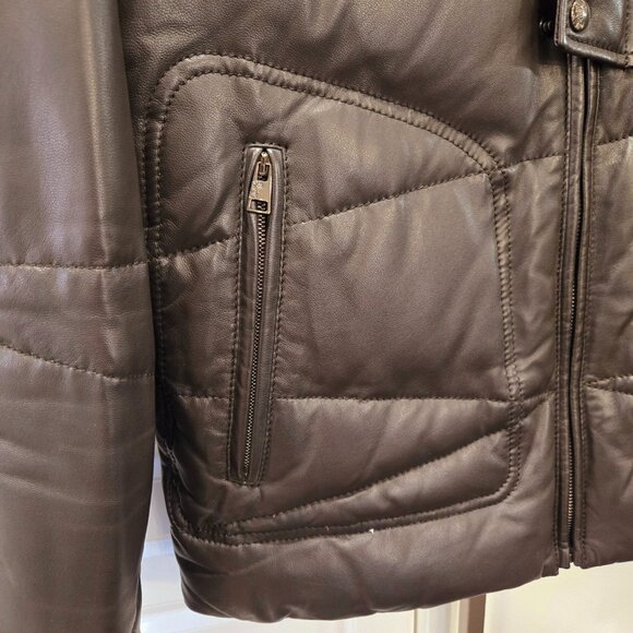 VERSACE COLLECTION Down Filled Leather Moto Jacket - Picture 4 of 16